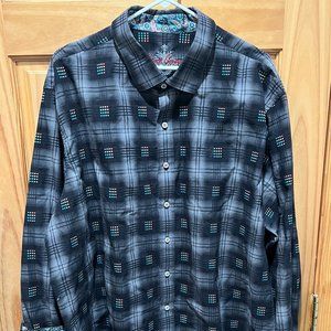 ROBERT GRAHAM long sleeve 3XL turn‎ cuff button down shirt